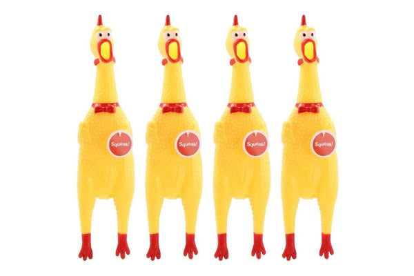 4x Paws & Claws 32cm Squawking Vinyl Rubber Chicken Dog Toy Fun Chew Squeaker YL