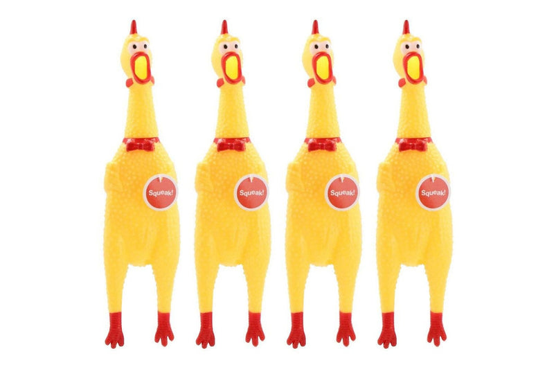 4x Paws & Claws 32cm Squawking Vinyl Rubber Chicken Dog Toy Fun Chew Squeaker YL