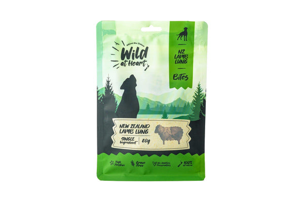 Wild at Heart: Air Dried Lamb Lung Bites - Dog Treat (80g)