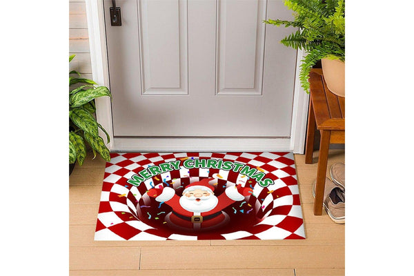 Christmas 3D Printed Vortex Illusion Floor Door Mat Anti-slip Red-S