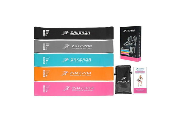 Yoga Crossfit Latex Resistance Bands Set Of 5 Fitness Training Home Gym Workout Equipment - Multicolour