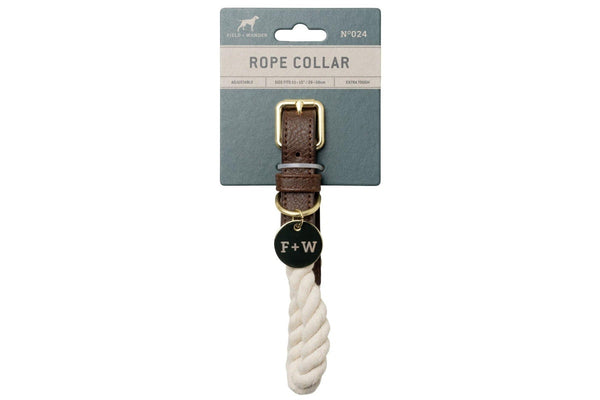 Field + Wander: Small Rope Collar - 28-38cm (Cream)
