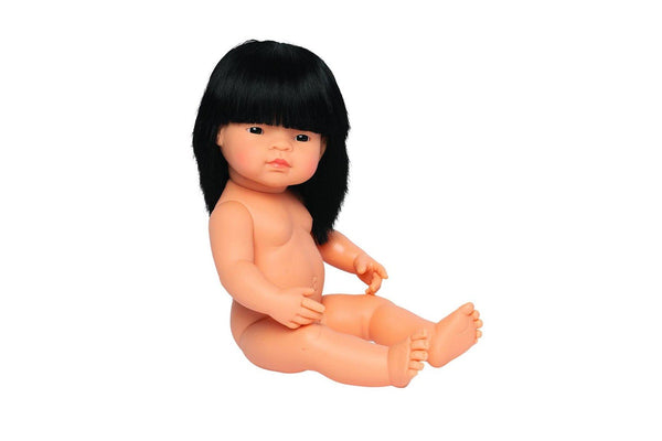 Miniland Baby Doll Asian Girl 38cm Lifelike Realistic Kids Pretend Play Toy 10m+