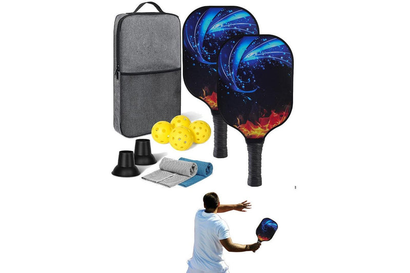 Fiberglass Pickleball Game Set 2 Pcs Pickleball Paddles with 4 Balls Style 2