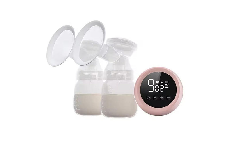 Electric Dual Breast Pump LCD Display Breastfeeding Pump 3 Modes Nursing Breast Milk Pump Pink