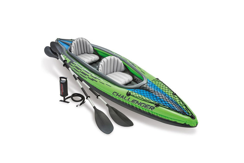 Intex Sports Challenger K2 Inflatable Kayak 2 Seat Floating Boat Oars River Lake