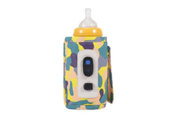 USB Digital Display Baby Milk Bottle Warmer Thermostat Portable Travel Milk Feeding Heater Bag Pouch Camo Yellow