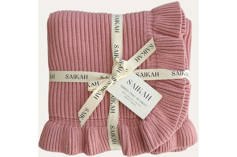 Saikah: Ribbed Frill Blanket - Blush Pink