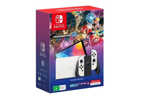 Nintendo Switch OLED model with Mario Kart 8 Deluxe + NSO 12 Months Bundle (White)