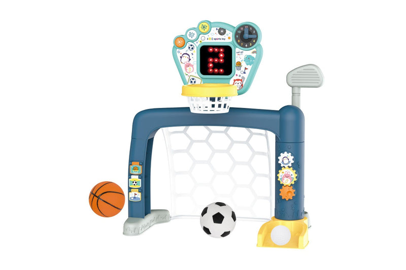 Sports World 3-in-1 Adjustable Indoor basketball, Soccer Goal, and Golf Set