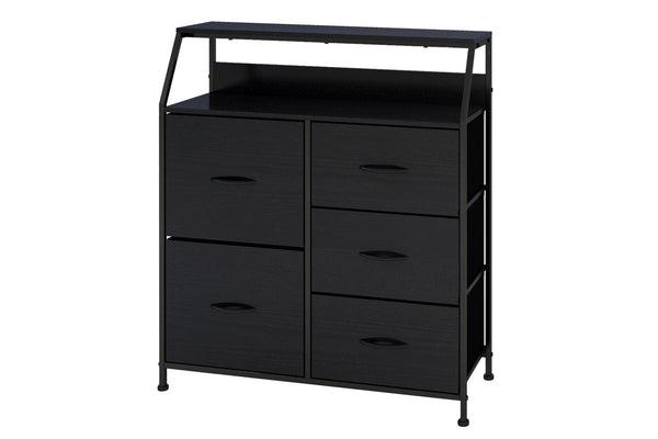 Ovela 5 Large Drawer Storage Chest - Nordic Black