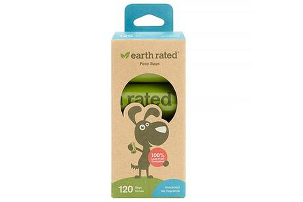 Earth Rated, Dog Waste Bags, Unscented, 120 Bags, 8 Refill Rolls