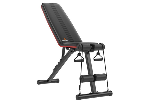 Ape Style Adjustable Incline/Decline Gym Bench with Resistance Bands