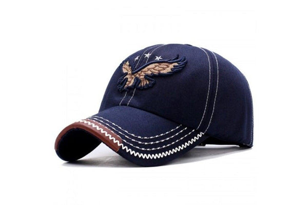 Men Baseball Cap Eagle Embroidery Pattern Outdoor Sun Block Hat Blueberry - Standard