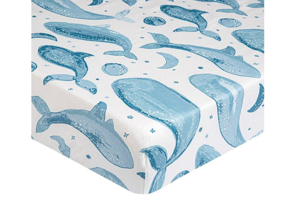 Crane Baby: Crib Fitted Sheet - Caspian Whale (80 x 40cm)