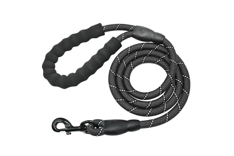 Black Reflective Dog Pet Leash Rope Nylon Small Medium Large Dogs Puppy Leashes 150Cm Long Heavy Duty - Black - Set Of 1