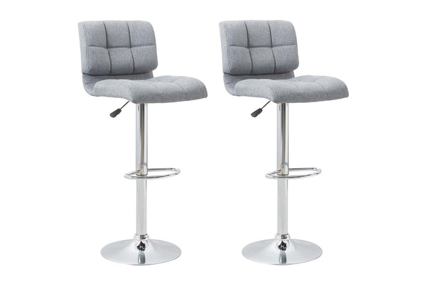 Adjustable Swivel Fabric Cushion Backrest Bar Stool (2 Pack) - Grey