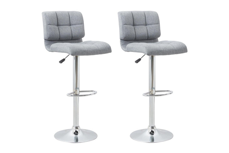 Adjustable Swivel Fabric Cushion Backrest Bar Stool (2 Pack) - Grey