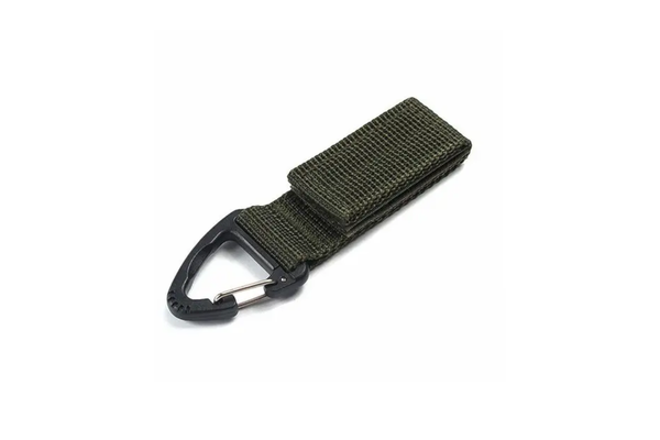 Multifunctional Molle Webbing Belt Clip Carabiner Buckle Backpack Chain Hook Dark Green - Standard