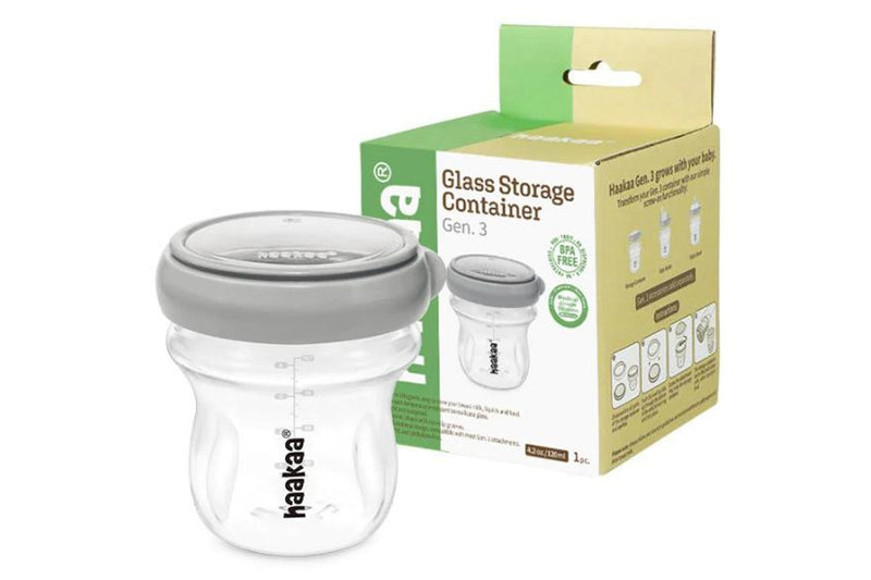 Haakaa: Glass Bottle Storage Container 120ml - Grey