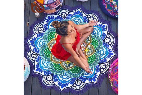 Chakra Mandala Cover-up Round Beach Towel Yoga Mat