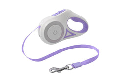 5M RGB Light Pet Leads Retractable Traction Rope Pet Cat Dog Leash Purple