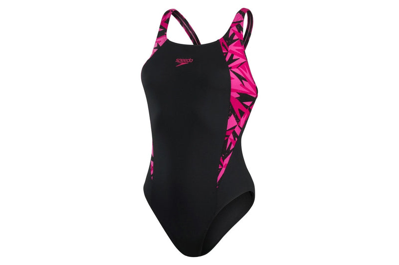 Speedo Womens/Ladies Hyperboom Splice Eco Endurance+ One Piece Swimsuit (Black/Pink) (10 UK)