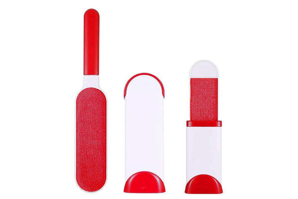 PETSWOL Double-Sided Pet Hair And Lint Removal Brush Set - Red (Set of 2)