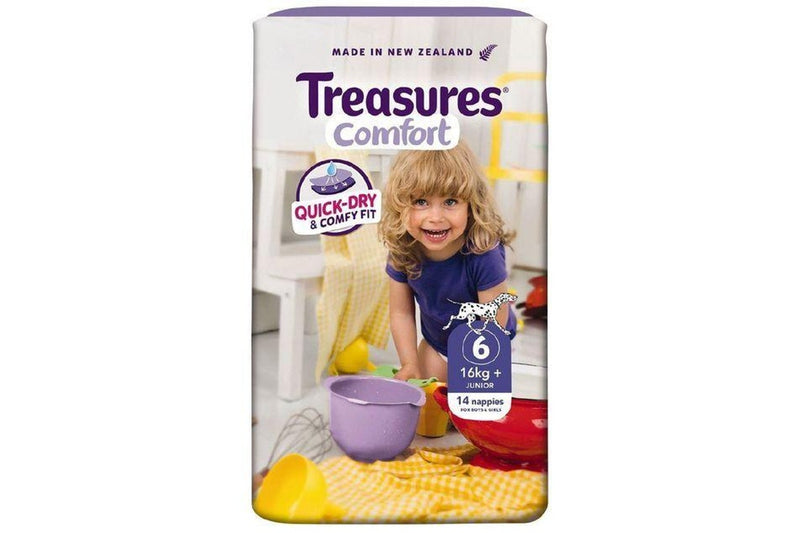 Treasures Comfort Pk12 Nappies Junior 16+kg Size 6