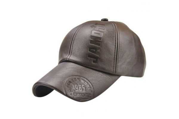 9553 Men Pu Leather Baseball Cap Deep Coffee - Standard