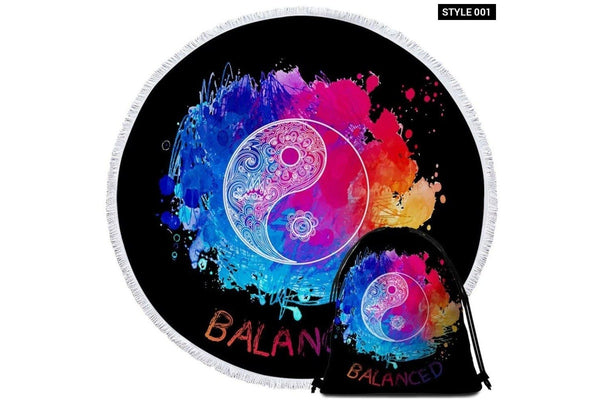 Colorful Tai Chi Beach Microfiber Round Beach Towel