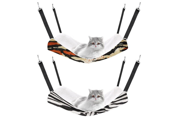 PETSWOL 2 Piece Reversible Cat Hammock - Striped