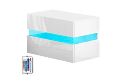 Bedside Tables Drawers Rgb Led Light Side Table White