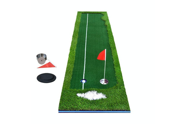 Golf Four Colour Putting Mat Push Rod Trainer - Size 50X300Cm Green