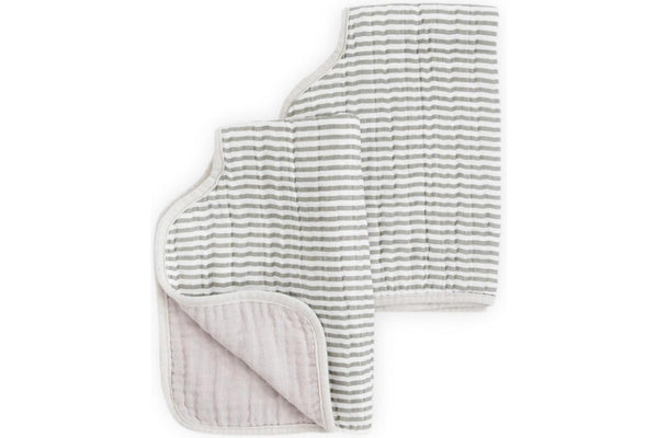 Little Unicorn: Muslin Burp Cloth - Grey Stripe (2 Pack)