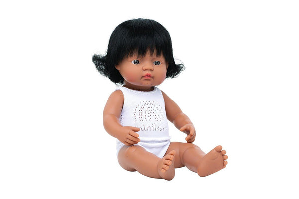 Miniland Baby Doll Hispanic Girl 38cm Lifelike Kids Fun Pretend Play Toy 10m+