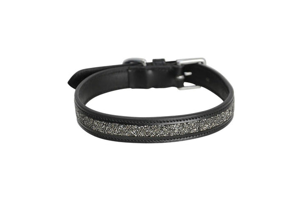 Hy Encrusted Dog Collar (Black) (12in)