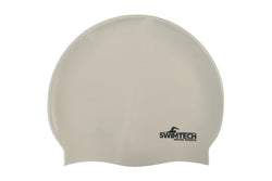 SwimTech Unisex Adult Silicone Swim Cap (White) (One Size)