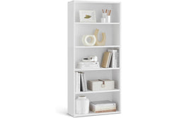 VASAGLE Floor Standing 5-Tier Open Bookcase with Adjustable Storage Shelves - White