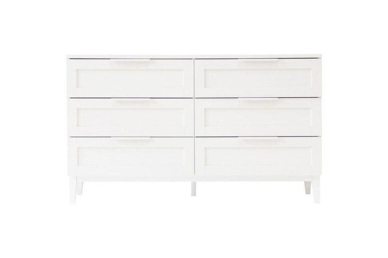 Fraser Country Aurora Low Boy 6 drawer Chest Dresser - White