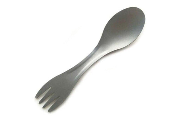 2 In 1 Outdoor Camping Tableware Pure Titanium Fork Spoon Gray Cloud - Standard