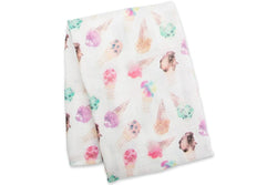 Lulujo: Muslin Bamboo Swaddle - Ice Cream