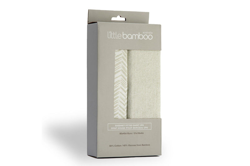 Little Bamboo: Jersey Fitted Bassinet Sheet - Herringbone Whisper (2 pk)