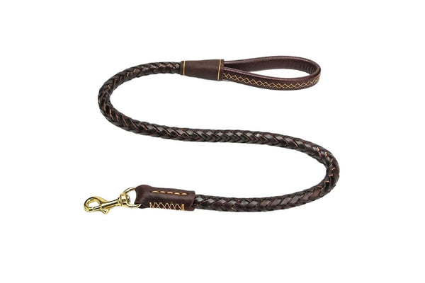 Short Real Leather Dog Leash