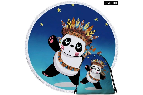 Panda Bear Round Beach Towel