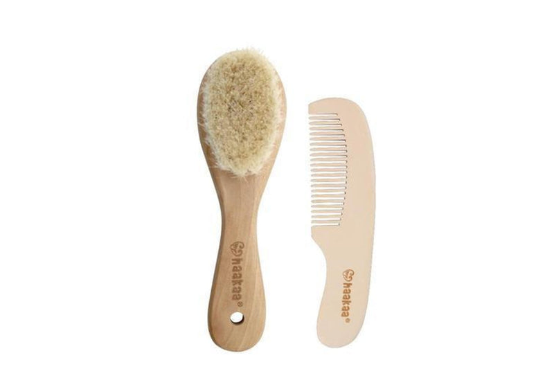 Haakaa: Goat Wool - Wooden Baby Hair Brush & Comb Set