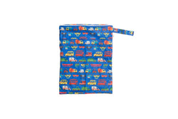 Nestling: Double Pocket Wet Bag - Navy Vehicles