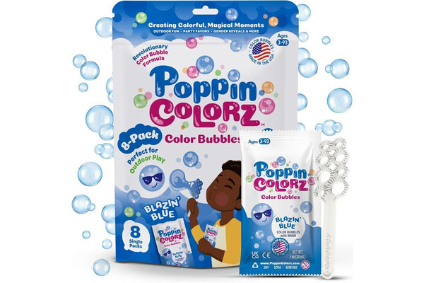 WOWmazing: Giant Bubbles - Poppin Colorz - Color Bubbles (Blazin Blue 8 Pack)