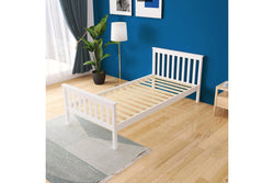 Beckham Single Solid Wooden Bed Frame - White