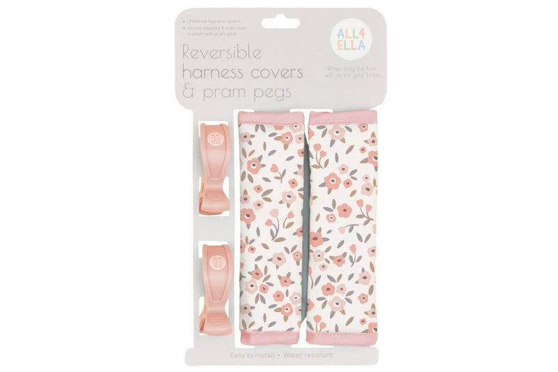 All4Ella: Harness Covers & Pram Pegs - Floral Bouquet